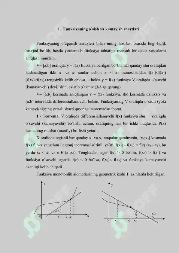 Funksiyani hosila yordamida to`la tekshirish va uning grafigini chizish 2