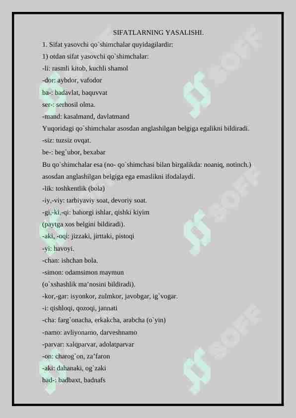 SIFATLARNING YASALISHI. 1