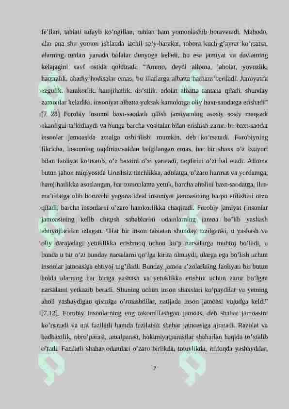 Abu Nasr Forobiyning “Fozil odamlar shahri” asarida  ta’limiy axloqiy qarashlar 7