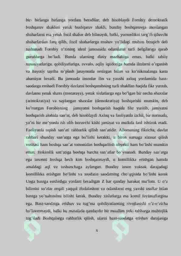 Abu Nasr Forobiyning “Fozil odamlar shahri” asarida  ta’limiy axloqiy qarashlar 8