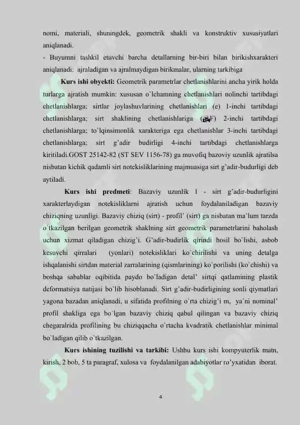 Detal yuzalarining g'adir budirlik parametrlari va xarakteristikalari 4
