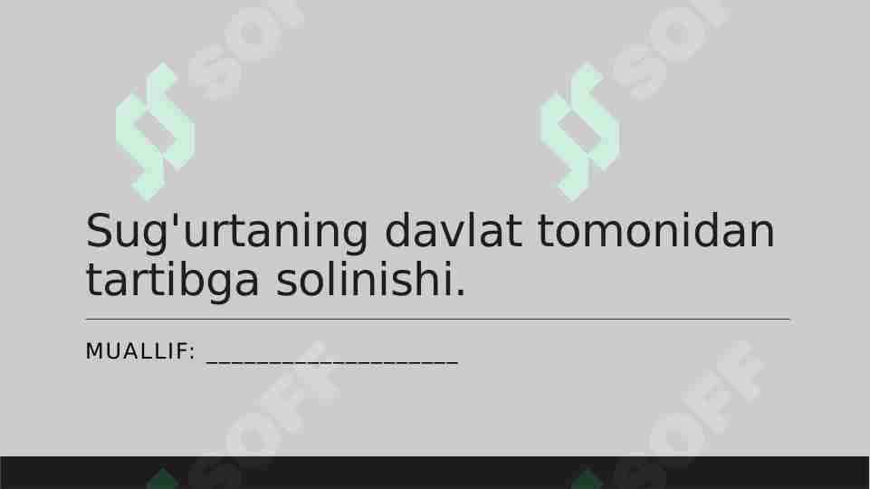 Sug`urtaning davlat tomonidan tartibga solinishi. 1