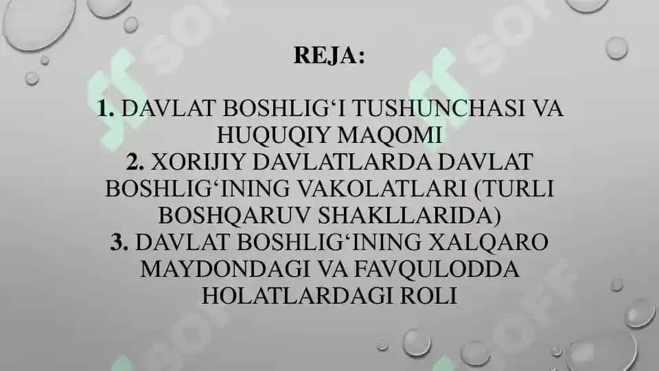 Davlat boshlig’ining xorijiy davlatlar davlat mexanizmida tutgan o‘rni 2