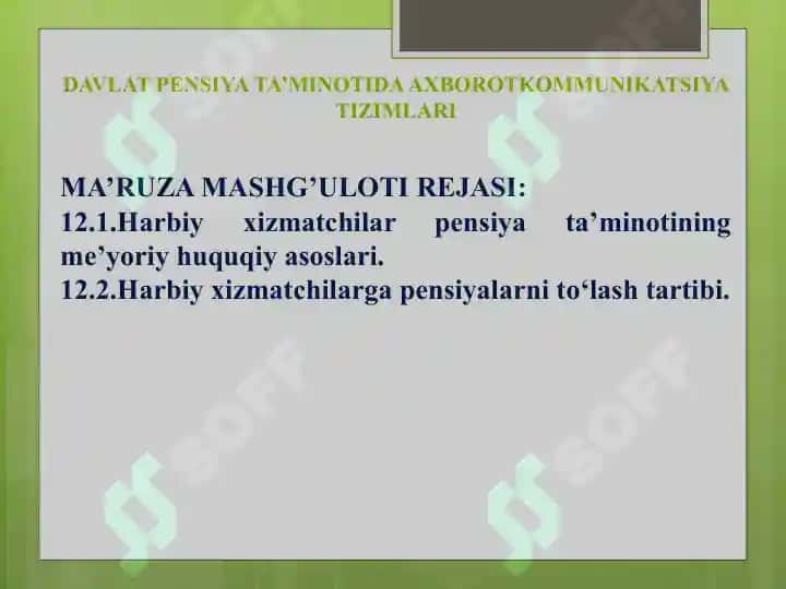 Harbiy xizmatchilar pensiya ta'minoti 2