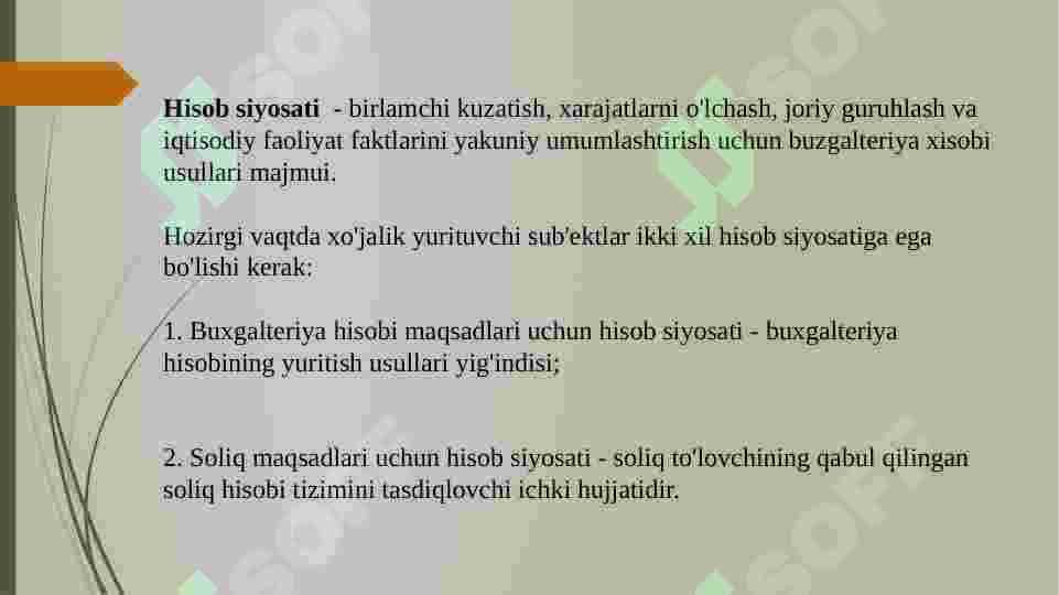 Xo`jalik yurituvchi subektlarda  hisob siyosatini tuzilishi va uning auditi 4