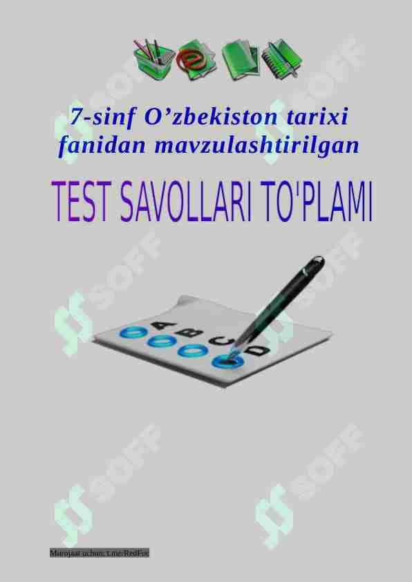7-sinf O'zbekiston tarixi fanidan testlar 1