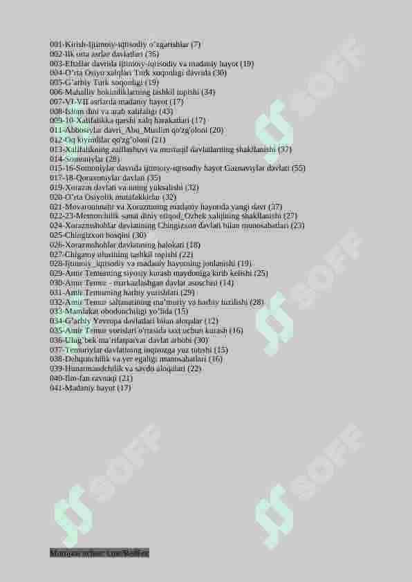 7-sinf O'zbekiston tarixi fanidan testlar 3