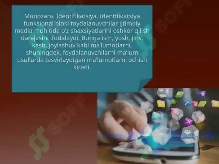 Medialarning ijtimoiy mazmuni. Ijtimoiy media turlari (formalari). Ijtimoiy mediani baholash. Ijtimoiy mediada tahdidlar 7