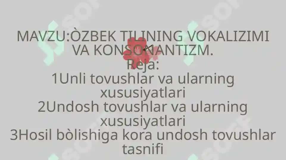 O'zbek Tilining Vokalizimi va Konsonantizmi 2
