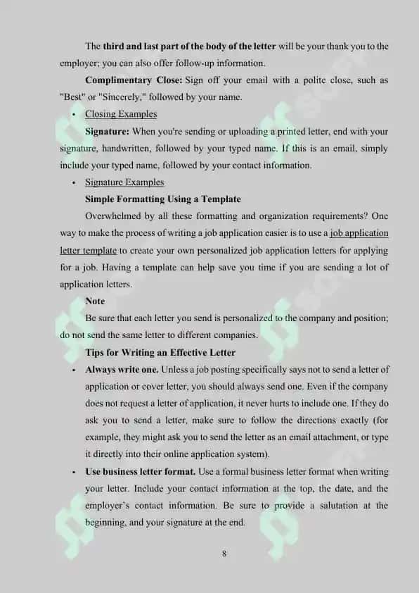 Writing a job application 8