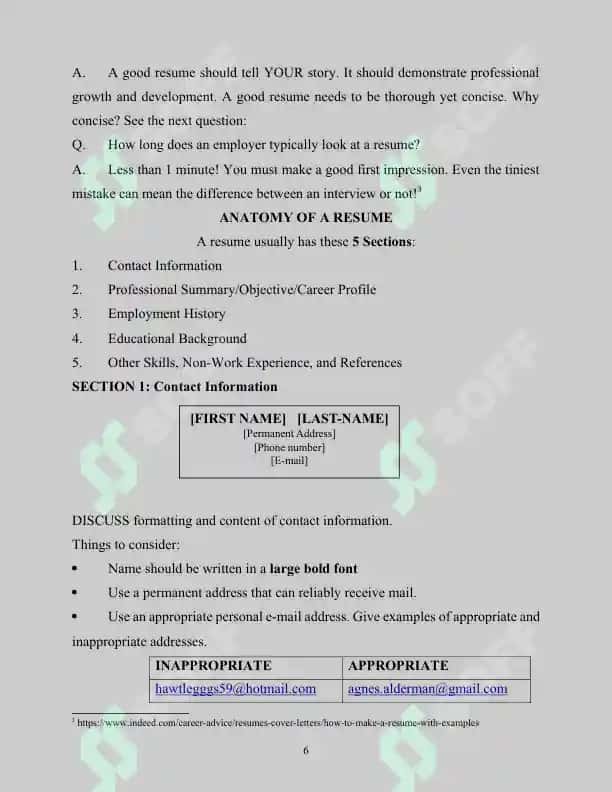 Writing a resume/CV 6