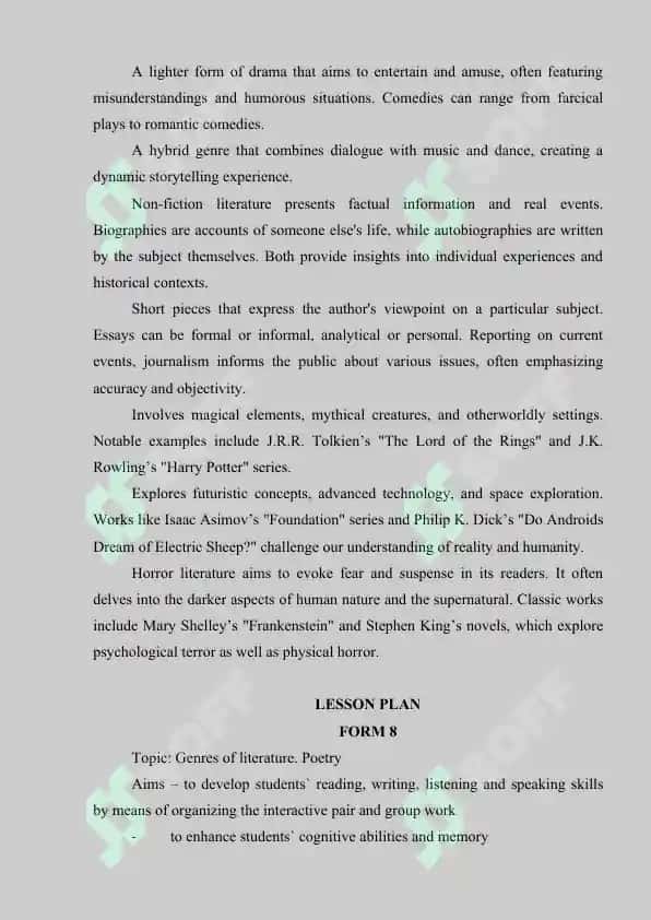 THE LITERATURE GENRES 2