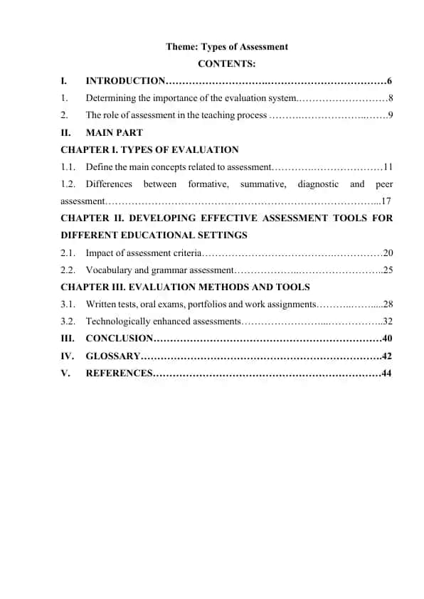 Types of Assessment 1