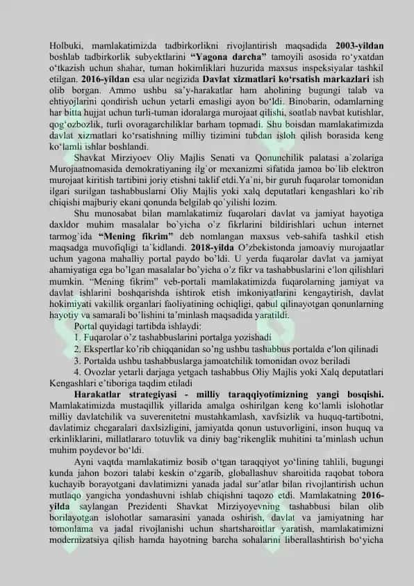 O‘zbekiston Milliy Tiklanishdan - Milliy Yuksalish Sari 3