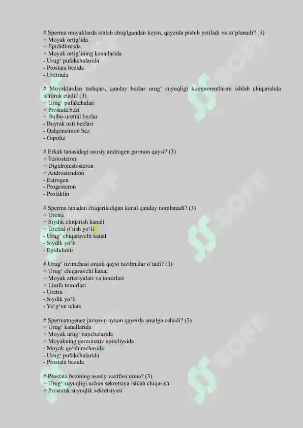 UROLOGIYA testlar 2025 Uz 5