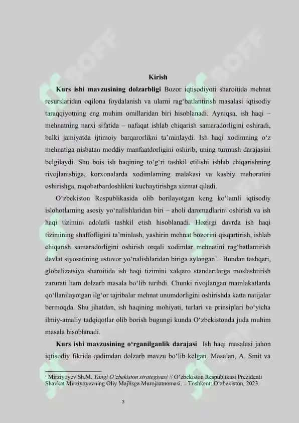 Ish haqi: mohiyati, turlari va prinsiplari   kurs ishi 3