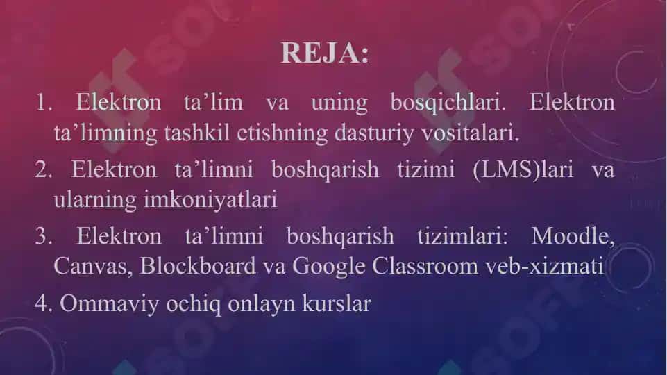 Elektron ta’lim va uni tashkil etish asoslari 2