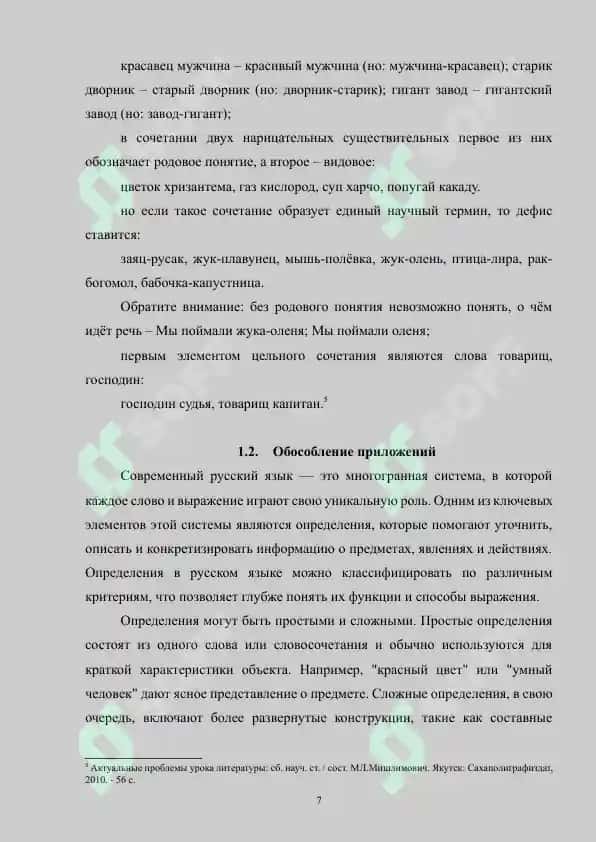 Разновидности определений и способы их выражения в современном русском языке 7