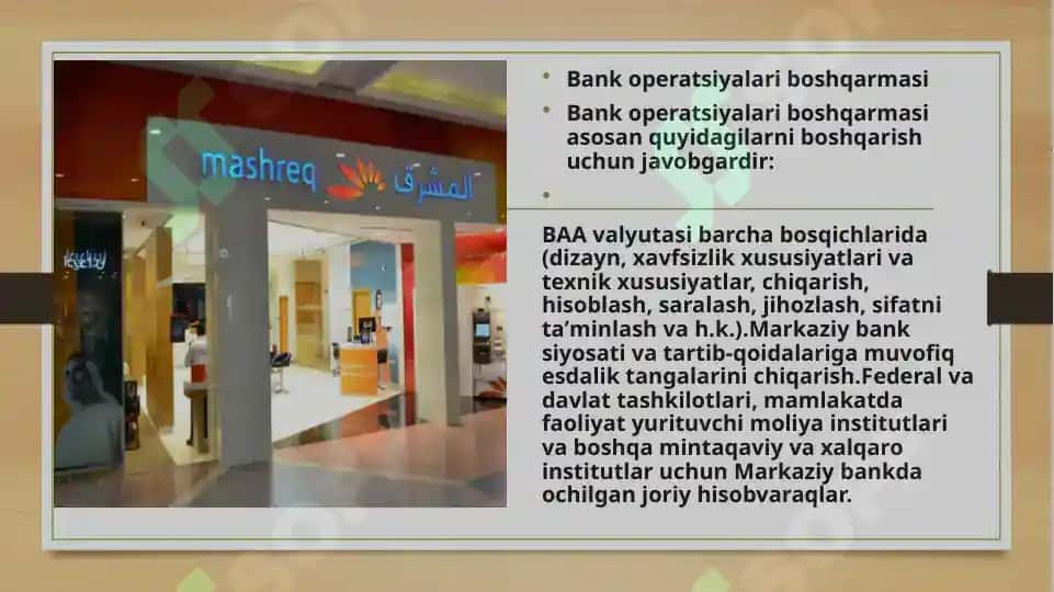 Mashreq Bank“Mashreq Bank “ PSC (BAA) bilan O’zbekiston Respublikasi banklarining aloqalari: muammolari va rivojlanish istiqbollari 4