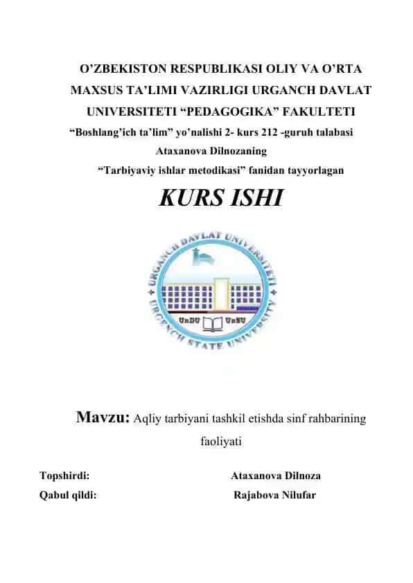 Aqliy tarbiyani tashkil etishda sinf rahbarining faoliyati 1