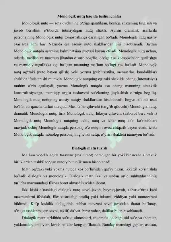 Monologik va dialogik matn yozish 2