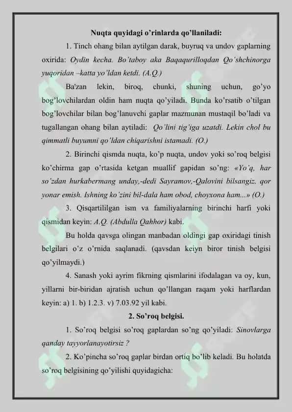 Ohang yordamida birikgan gaplarda tinish belgilaring ishlatilishi 2