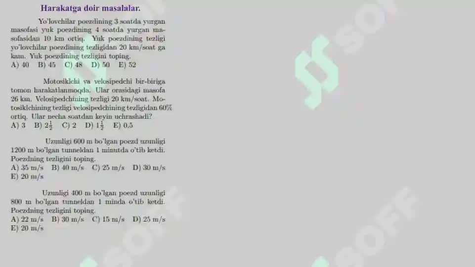 Matematik masalalar to'plami 5