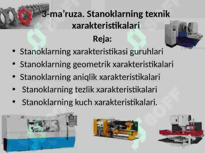 Stanoklarning texnik xarakteristikalari 2