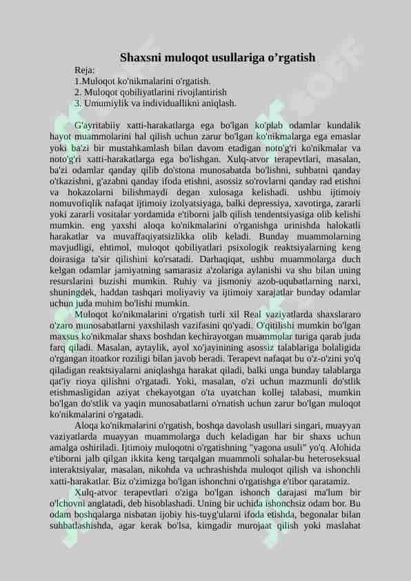 Shaxsni muloqot usullariga o'rgatish 1
