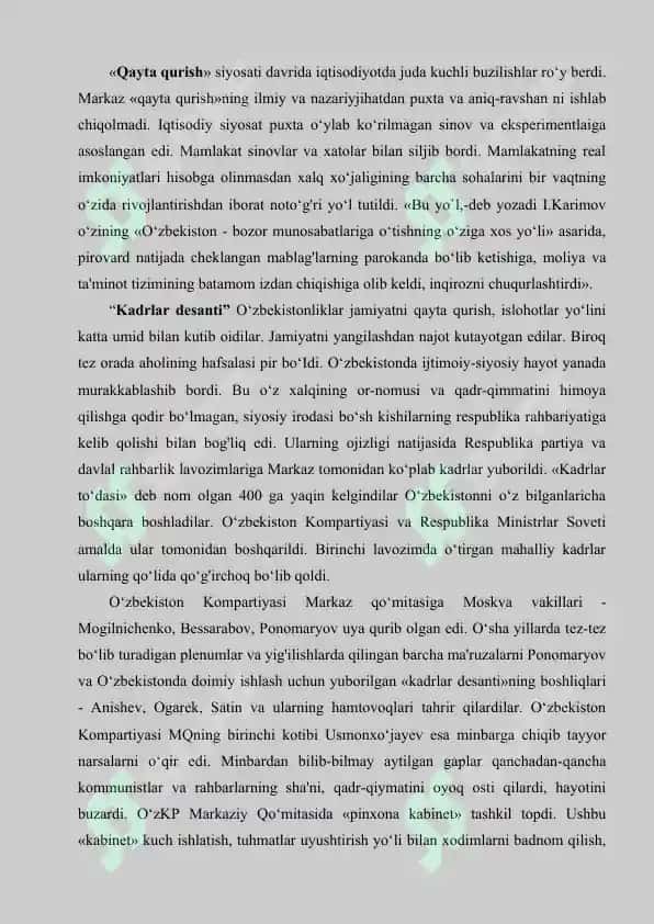 Mustaqillikka erishish arafasida O‘zbekistondagi ijtimoiy-islohotlar 3