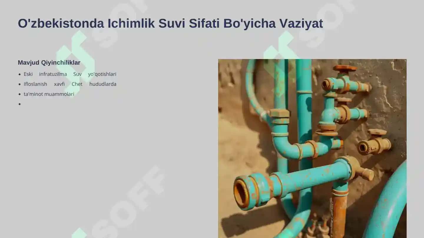 Toza Ichimlik Suvlari Sifatini Yaxshilash: Dolzarb Muammo va Yechimlar 4