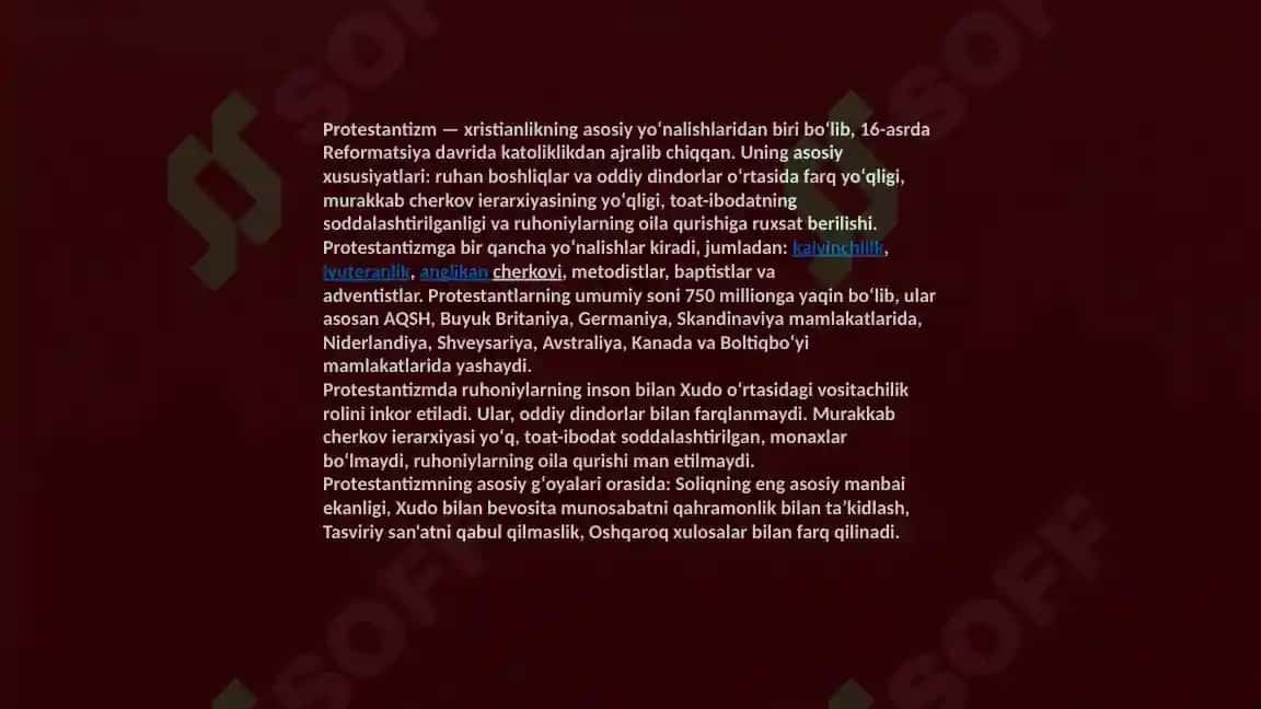 Protestantlik dinining shakllanish va rivojlanishi 5