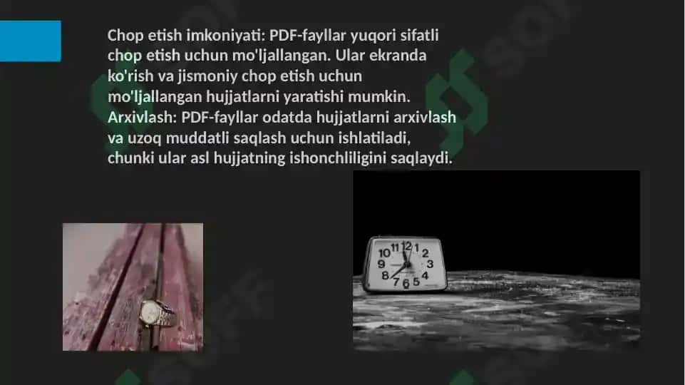 Matnli hujjat formatlari : PDF, DOSC, TXT, va HTML 4