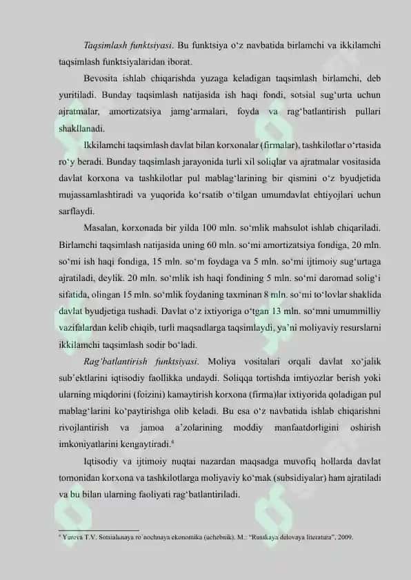 MOLIYANING MOHIYATI, UNING SOHALARI VA BO'G'INLARI 4