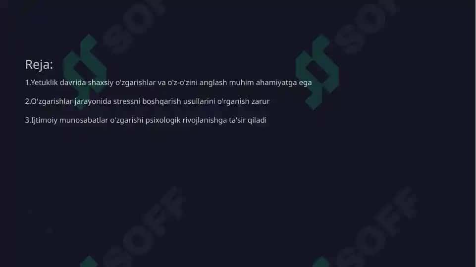 Yetuklik davridagi birinchi va ikkinchi bosqichda psixologik oʻzgarishlar 2