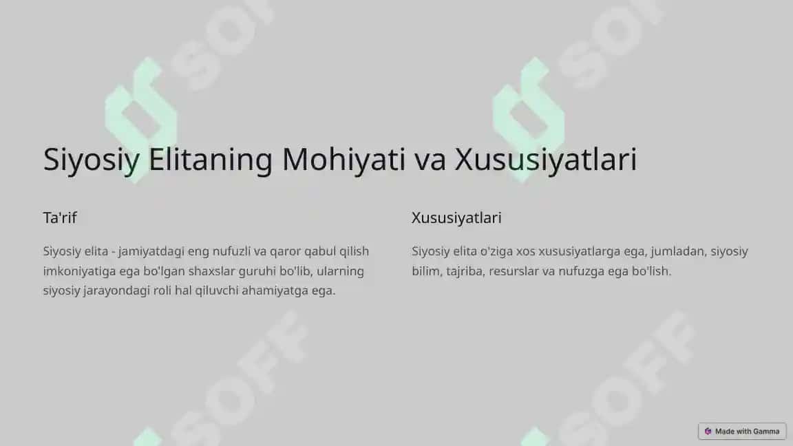 Siyosiy Elita va Siyosiy Yetakchilik Sotsiologiyasi 2
