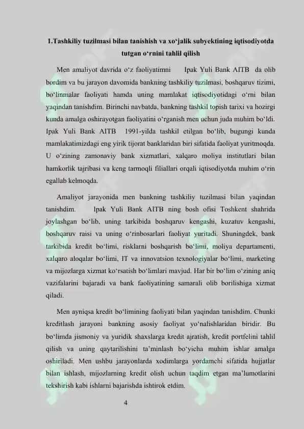 Ipak Yuli Bank                   Ipak Yuli Bank    Malakaviy amaliyot hisoboti                     Ipak Yuli Bank  amaliyot hisobot                  Ipak Yuli Bank  praktika            Ipak Yuli Bank  amaliyot 4