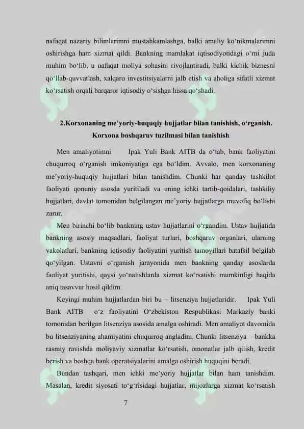 Ipak Yuli Bank                   Ipak Yuli Bank    Malakaviy amaliyot hisoboti                     Ipak Yuli Bank  amaliyot hisobot                  Ipak Yuli Bank  praktika            Ipak Yuli Bank  amaliyot 7