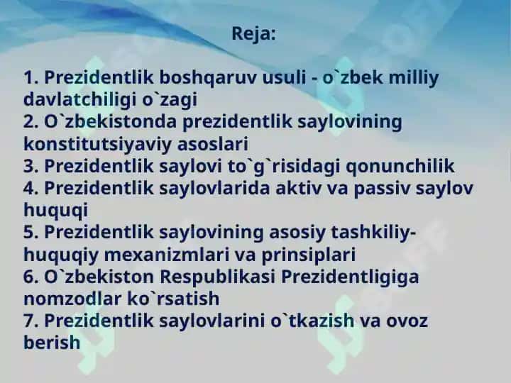 O`zbekiston respublikasida olib boriladigan prezident saylovi 3