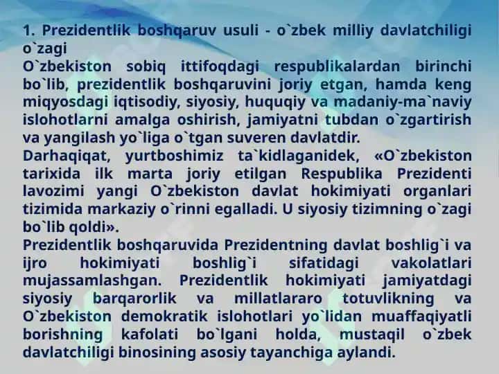 O`zbekiston respublikasida olib boriladigan prezident saylovi 4