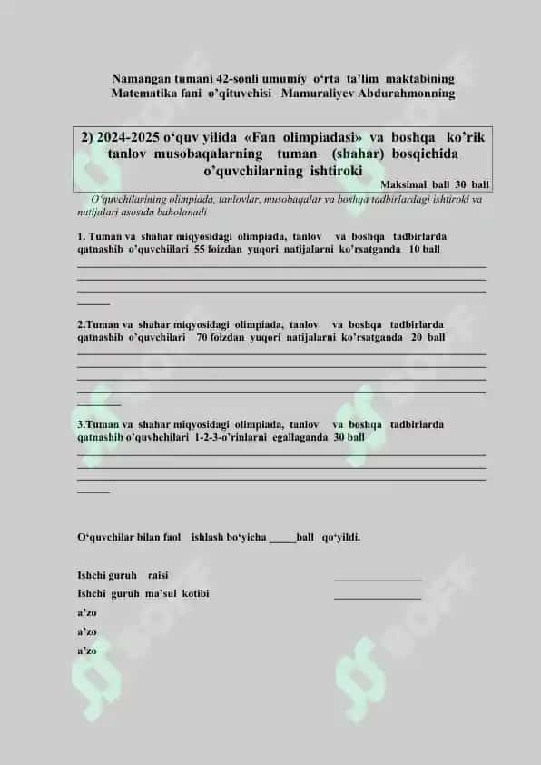 Ustama hujjatlari barcha bo'limlari 3