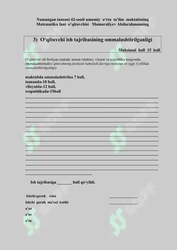 Ustama hujjatlari barcha bo'limlari 4