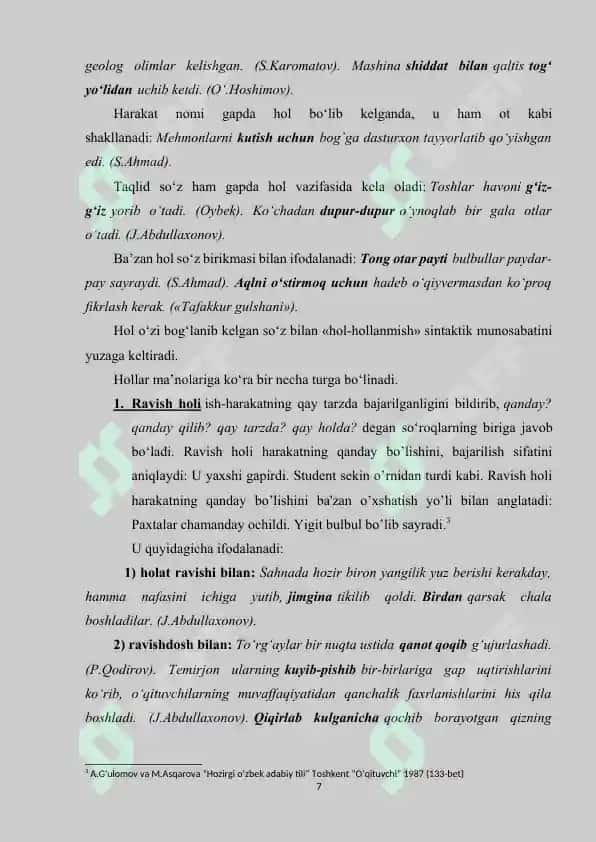 HOL VA UNING O’ZBEK TILSHUNOSLIGIDAGI TADQIQI 7