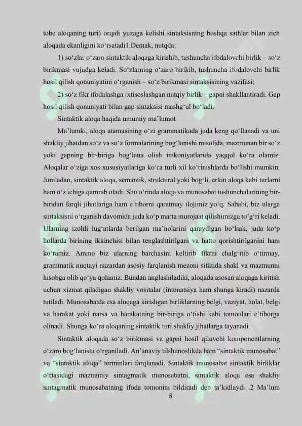 O'zbek tilshunosligida sintaktik nazariyalar 8