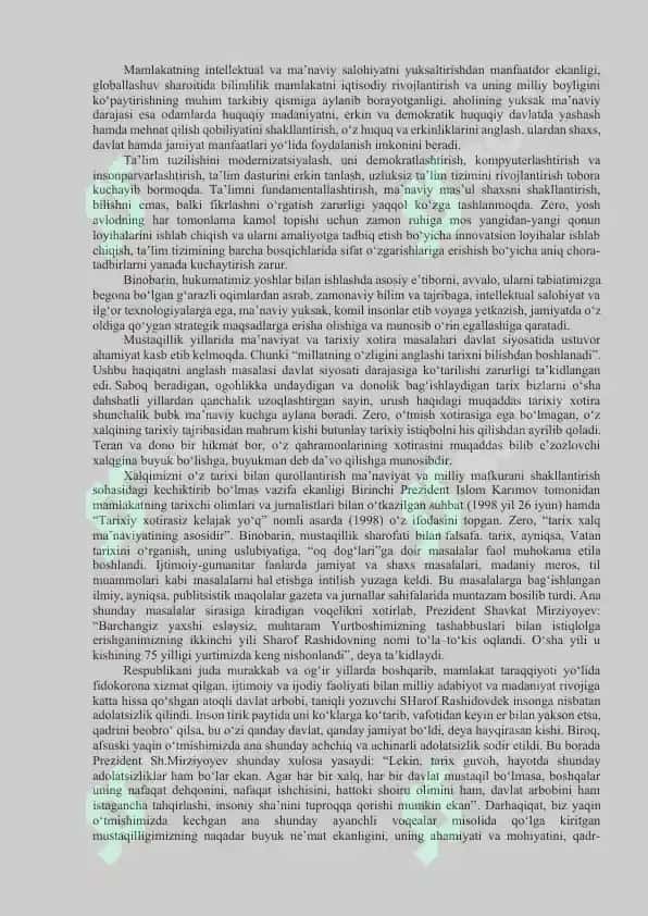 O‘zbekistonning eng yangi tarixi” o‘quv fanining predmeti, maqsadi va vazifalari, nazariy-metodologik tamoyillari. Mustaqillikka erishish arafasida O‘zbekistondagi ijtimoiy-siyosiy jarayonlar 5
