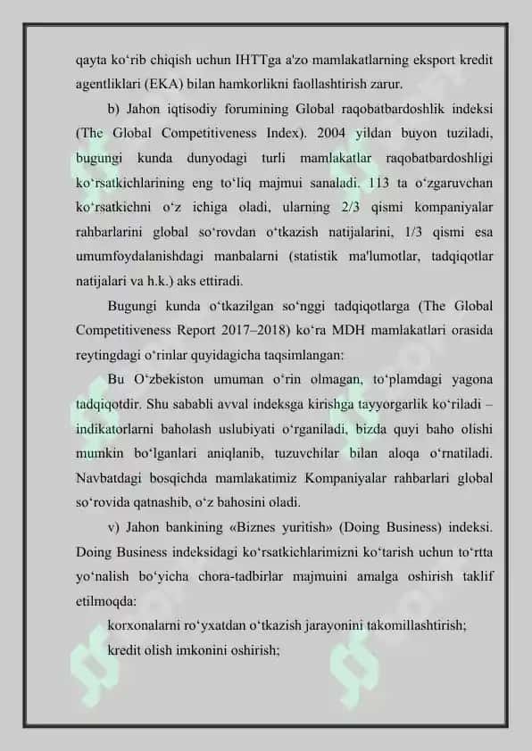 Iqtisodiy va ijtimoiy sohadagi ustuvor halqaro reytinglar va ularga O‘zbekistonning integratsiyalashuvi. 4