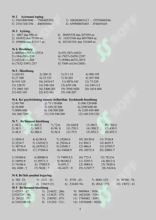 To`garak mashg`ulotlarida foydalanish uchun matematikadan o`quv qo`llanma 5