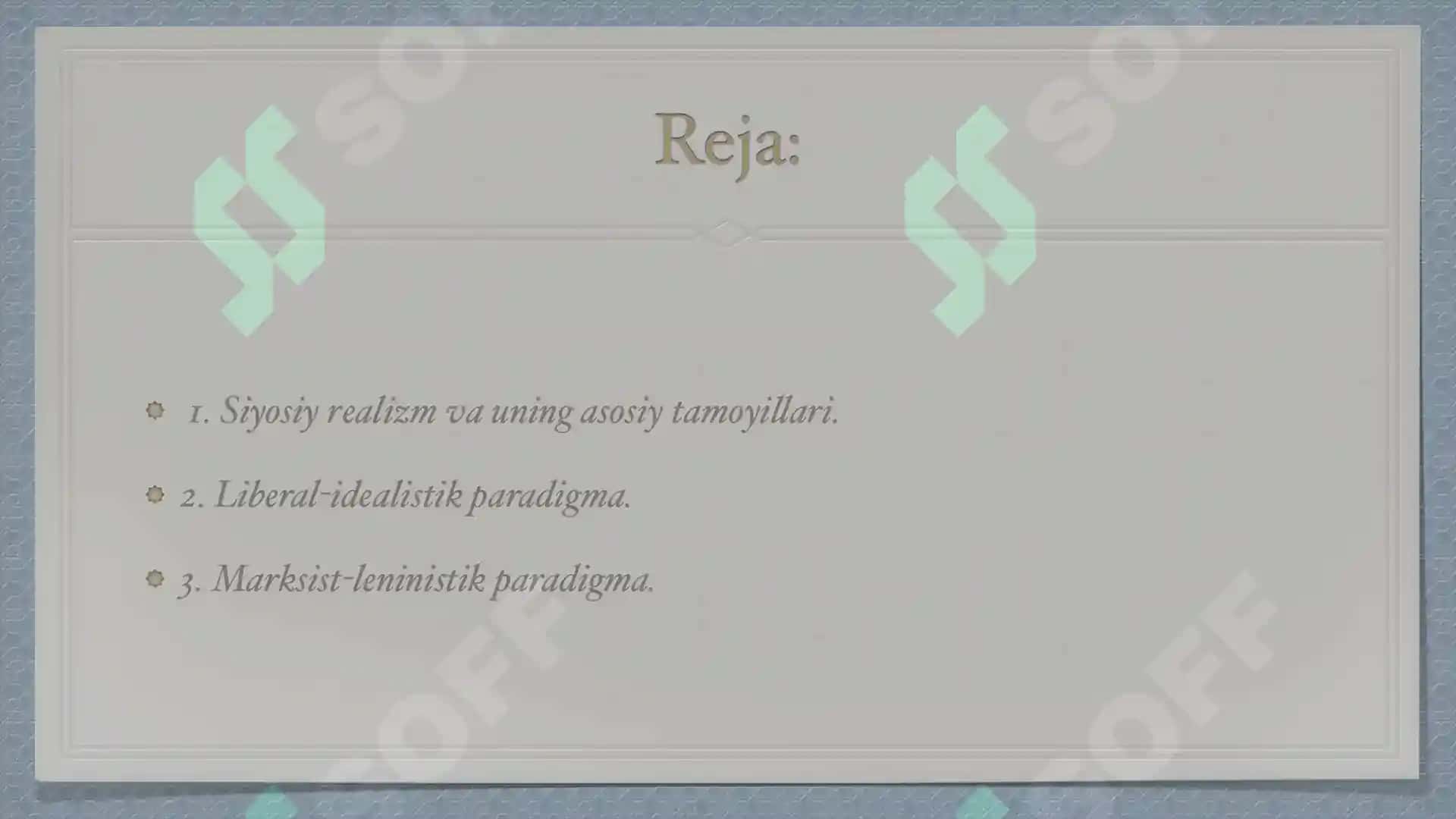 XMNdagi asosiy paradigmalar va maktablar 2