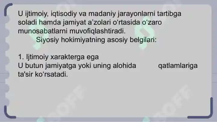 Siyosiy hokimiyatning subyektiga ko‘ra tasnifi individual siyosiy hokimiyat, jamoaviy siyosiy hokimiyat 4