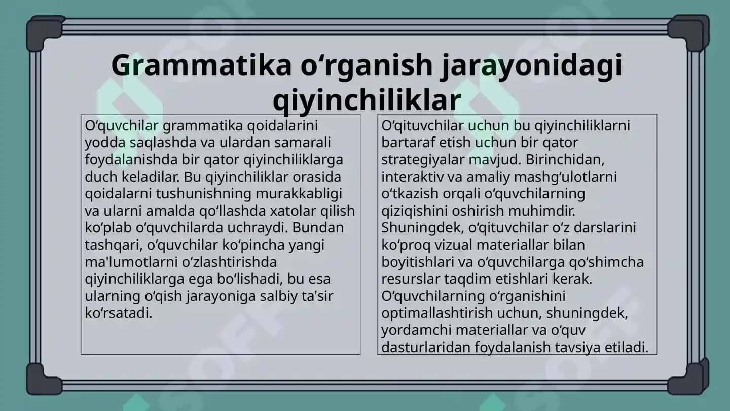 Ingliz tili darslari uchun grammatika mashg'ulotlari 7